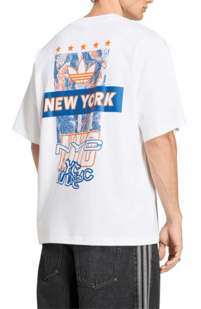 Adidas Originals Adidas New York City Cotton Graphic T-shirt In White
