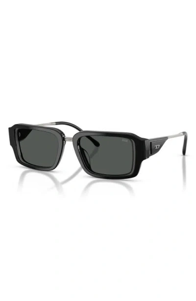 Diesel ® 52mm Rectangular Sunglasses In Black