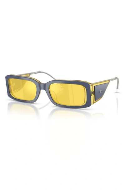 Diesel ® 53mm Rectangular Sunglasses In Blue