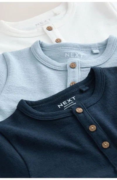 Next Kids' Assorted 3-pack Textured Henley T-shirts In Multi