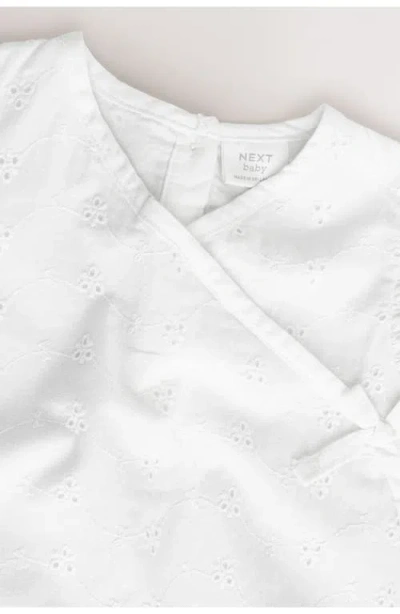 Next Eyelet Embroidered Wrap Romper In White
