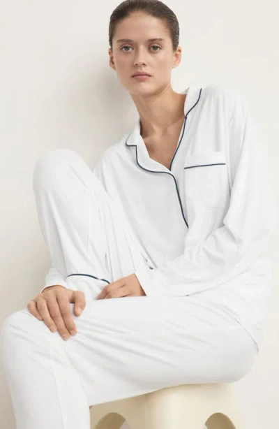 Mango Piped Pajamas In White