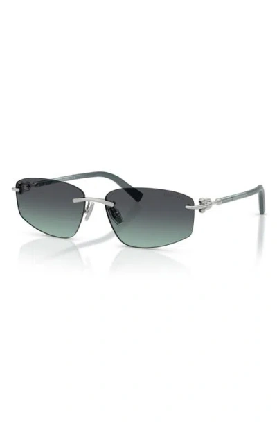 Tiffany & Co . 59mm Irregular Rectangular Sunglasses In Silver