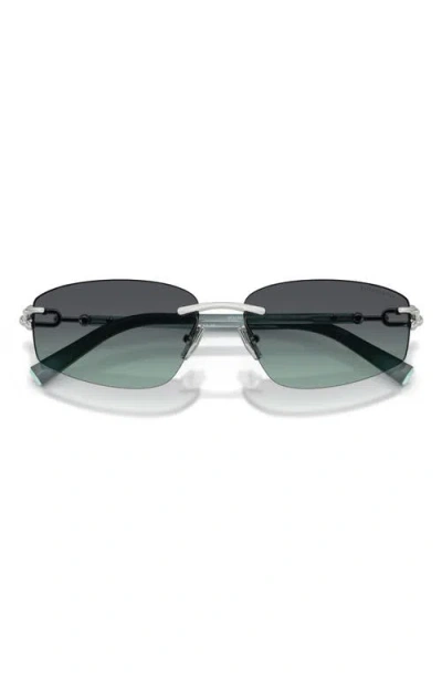 Tiffany & Co . 59mm Irregular Rectangular Sunglasses In Silver