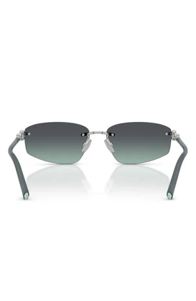Tiffany & Co . 59mm Irregular Rectangular Sunglasses In Silver