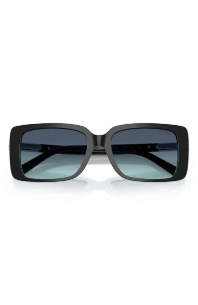 Tiffany & Co . 55mm Gradient Rectangular Sunglasses In Black