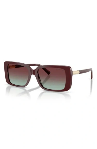 Tiffany & Co . 55mm Gradient Rectangular Sunglasses In Burgundy