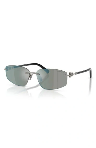 Tiffany & Co . 59mm Irregular Rectangular Sunglasses In Silver