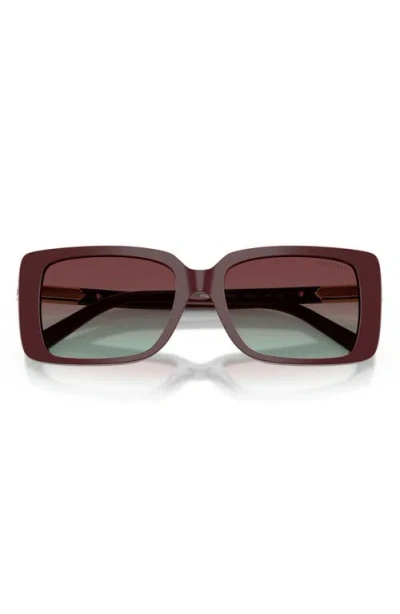 Tiffany & Co . 55mm Gradient Rectangular Sunglasses In Burgundy