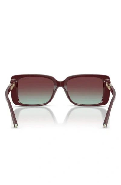 Tiffany & Co . 55mm Gradient Rectangular Sunglasses In Burgundy