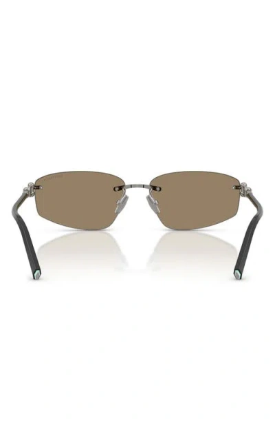 Tiffany & Co . 59mm Irregular Rectangular Sunglasses In Silver