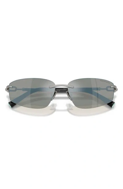 Tiffany & Co . 59mm Irregular Rectangular Sunglasses In Silver