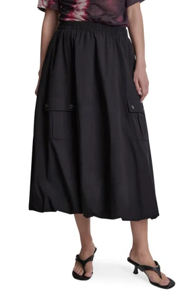 Dkny Bubble Cargo Pull On Midi Skirt In Black