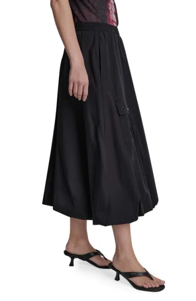 Dkny Bubble Cargo Pull On Midi Skirt In Black