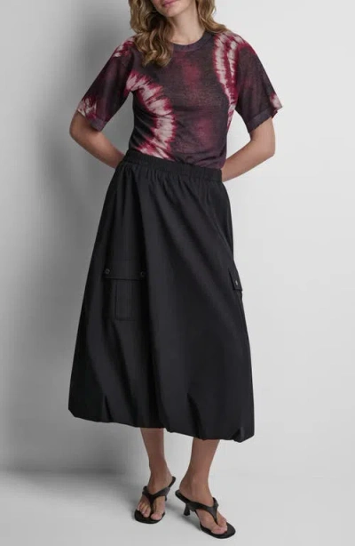Dkny Bubble Cargo Pull On Midi Skirt In Black