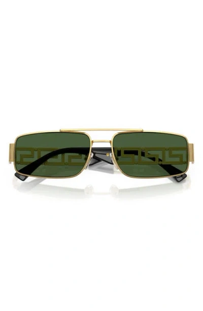 Versace 60mm Rectangular Sunglasses In Green