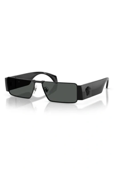 Versace 57mm Rectangular Sunglasses In Black