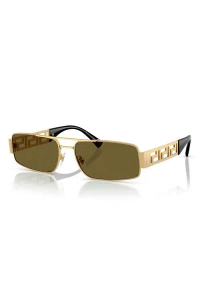 Versace 60mm Rectangular Sunglasses In Gold