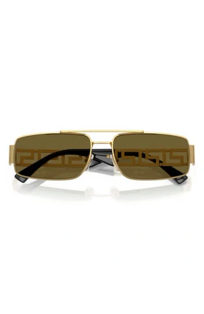 Versace 60mm Rectangular Sunglasses In Gold