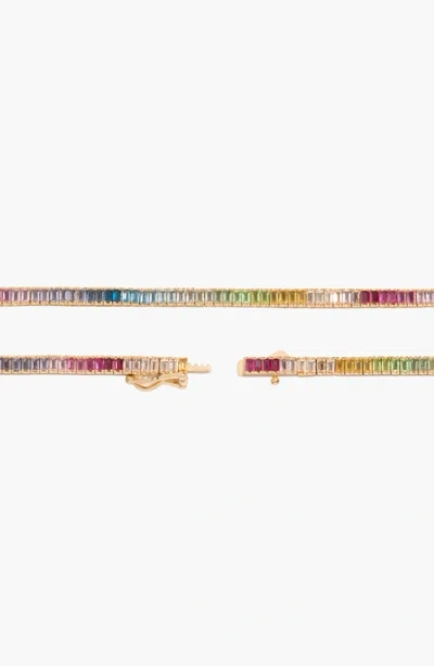 Aurate New York Rainbow Baguette Tennis Necklace In Multi