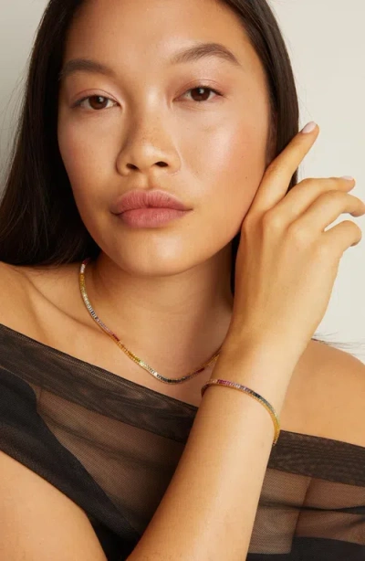 Aurate New York Rainbow Baguette Tennis Necklace In Multi