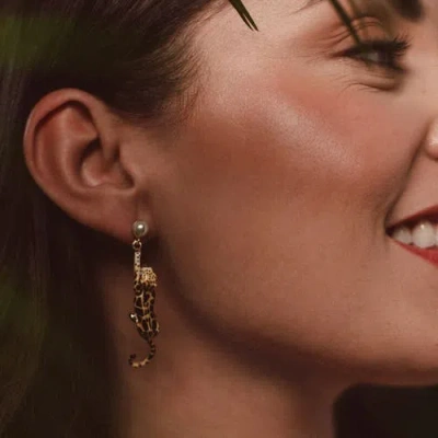 Bill Skinner Studio Clouded Leopard Drop Earrings In Gold