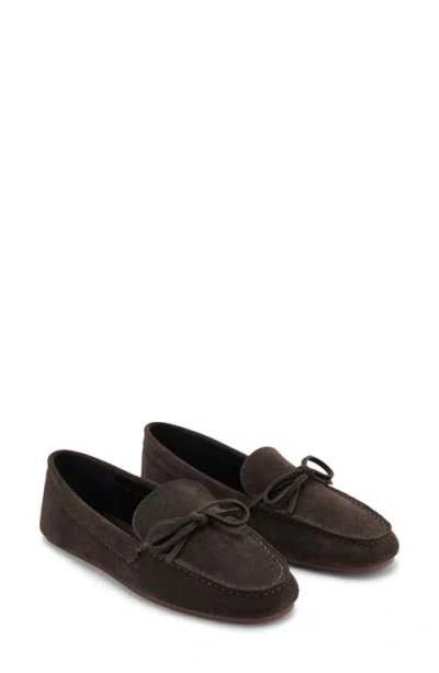 Mango Suede Moccasin With Bow Chocolate In Brown