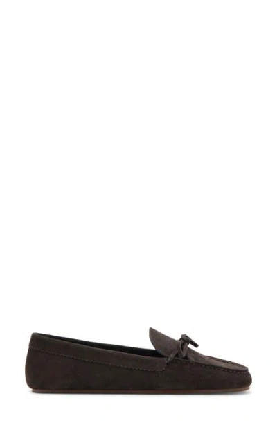 Mango Suede Moccasin With Bow Chocolate In Brown