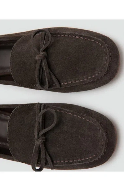 Mango Suede Moccasin With Bow Chocolate In Brown