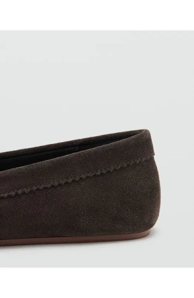 Mango Suede Moccasin With Bow Chocolate In Brown