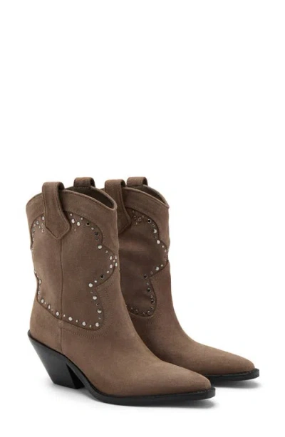 Mango Studs Suede Ankle Boots In Brown