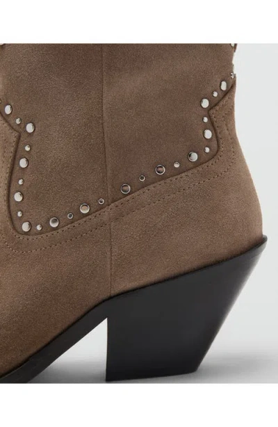 Mango Studs Suede Ankle Boots In Brown