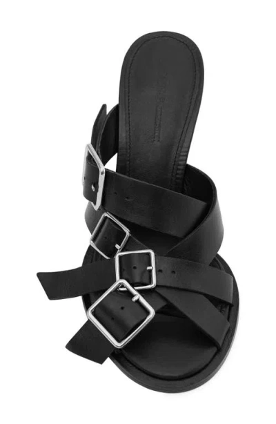 Mango Slide Sandal In Black