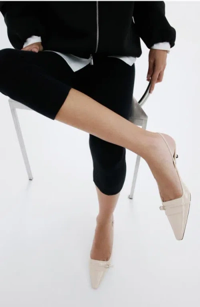 Mango Slingback Kitten Heel Pump In White