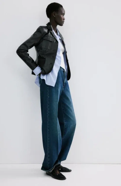 Mango Ruched Ballet Flat In Black