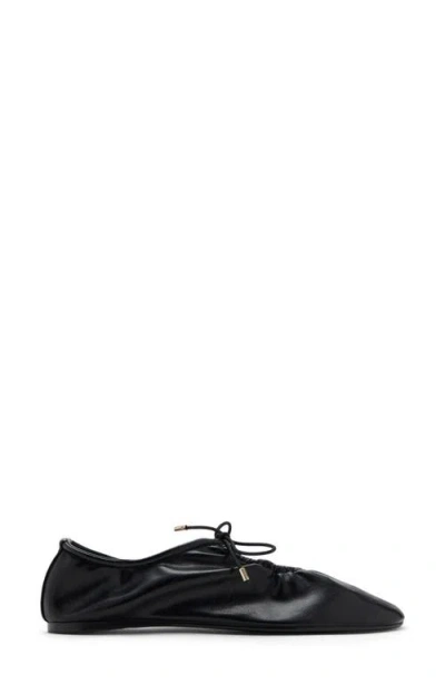 Mango Ruched Ballet Flat In Black