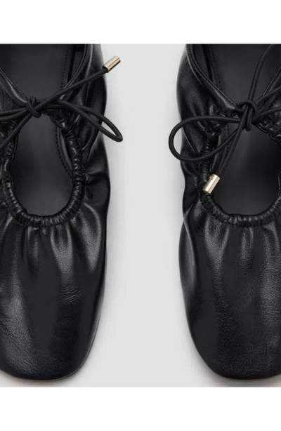 Mango Ruched Ballet Flat In Black