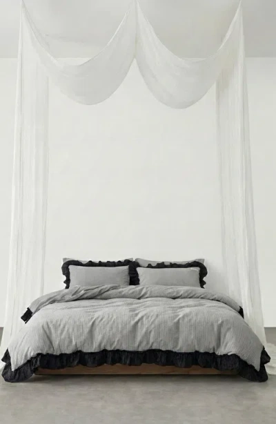Ever Lasting Stripe Ruffle Lace Bedding Set In Multi