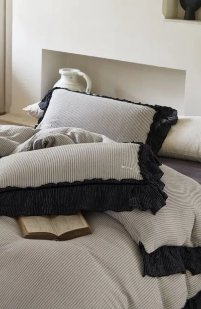 Ever Lasting Stripe Ruffle Lace Bedding Set In Multi