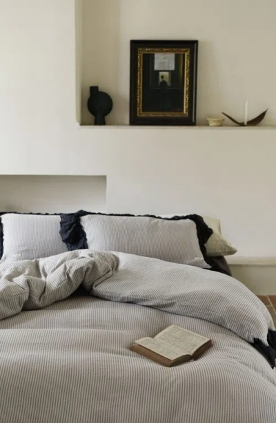 Ever Lasting Stripe Ruffle Lace Bedding Set In Multi