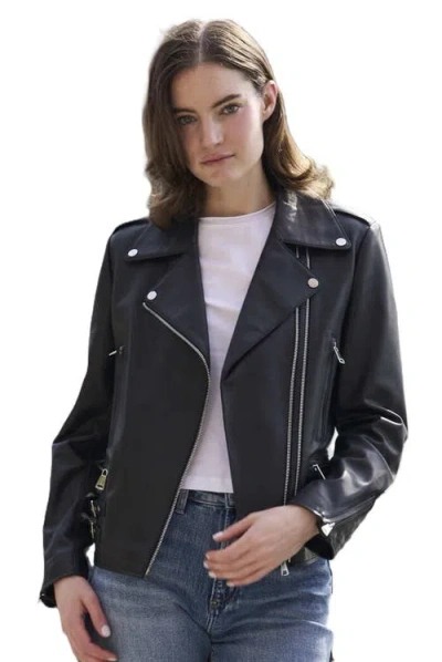Blue Duck Leather Jacket In Black