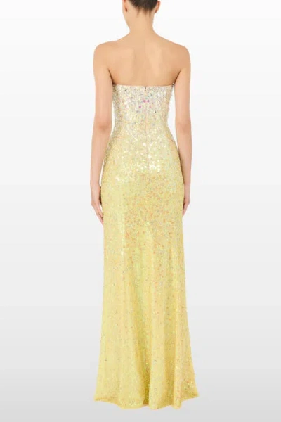 Jenny Packham Marle Saint Sequin Embellished Strapless Maxi Dress In Yellow