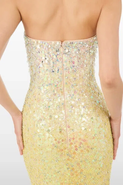 Jenny Packham Marle Saint Sequin Embellished Strapless Maxi Dress In Yellow