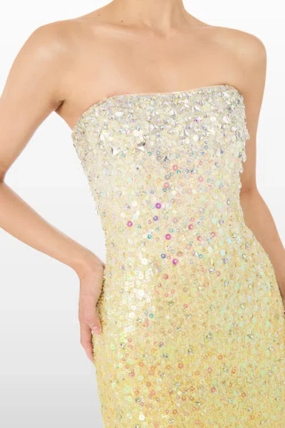 Jenny Packham Marle Saint Sequin Embellished Strapless Maxi Dress In Yellow
