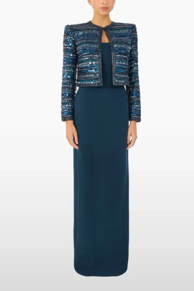 Jenny Packham Alma Beaded Jacket In Blue