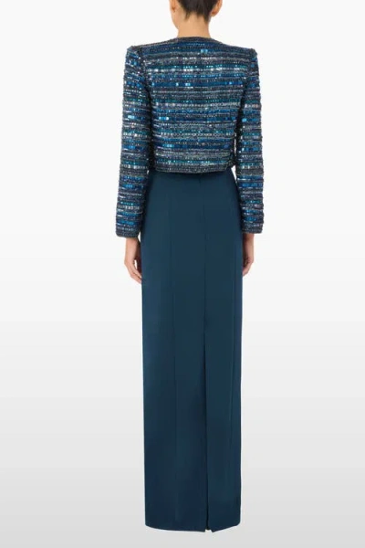 Jenny Packham Alma Beaded Jacket In Blue