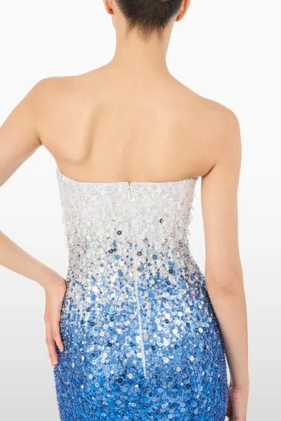 Jenny Packham Marle Saint Sequin Embellished Strapless Maxi Dress In Blue