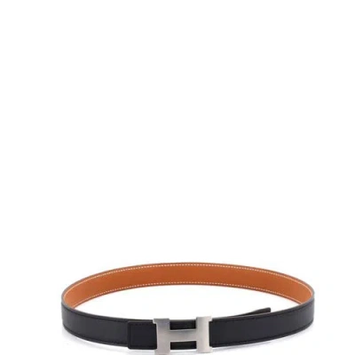 Pre-owned Hermes  Hermes Constance Reversible Belt Leather Thin In Black