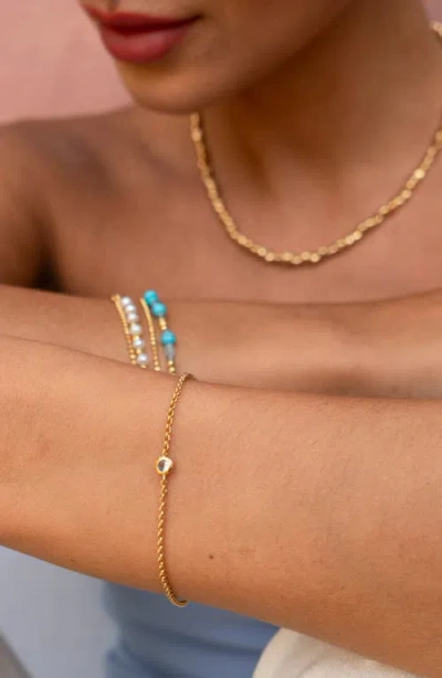 Dower & Hall Single-aquamarine Dewdrop Chain Bracelet In Gold