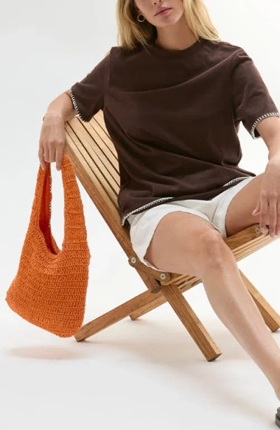 Crescent Solid Weave Bag In Orange
